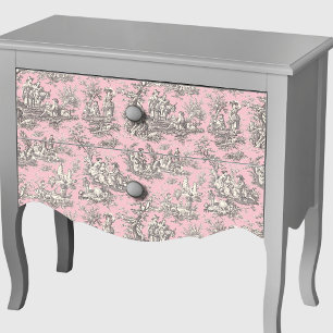 Roze vintage grijs Toile de Jouy bloemmotief Tissuepapier