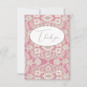 Roze Vintage Kant Plat Bedankkaart (Voorkant)