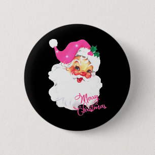 Roze Vintage Kerstman Roze Kerst Ronde Button 5,7 Cm