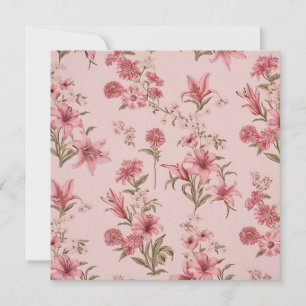 Roze Vintage Lelies Bloemrijke Cottagecore Kaart