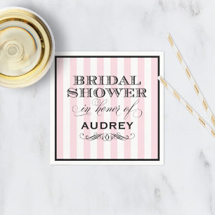 Roze Vintage Parijse Strepen Bruiloftsfeest Servet