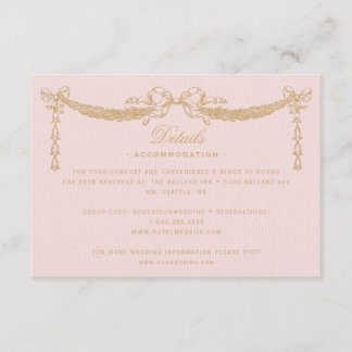 Roze Vintage Paris Glam Details Informatiekaartje