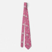 Roze vintage roos bloem chinoiserie stropdas (Achterkant)