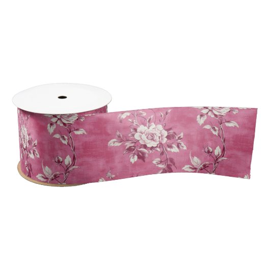 Roze Vintage Roos Bloemige Chinoiserie Decoupage Lint (Spoel)