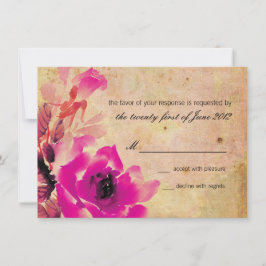 Roze vintage rozen huwelijks RSVP antwoordkaart Kaartje