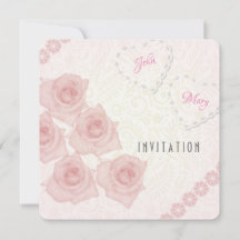 Roze vintage rozen uitnodiging van koppel