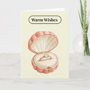 Roze Vintage Schelp Ring Doos & Diamanten Verlovin Kaart