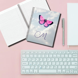roze vintage vlinder & blauwe lucht notitieboek