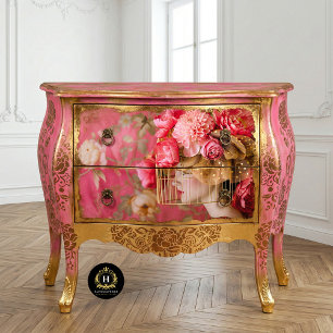 Roze vintage vogelkooihoed met bloemendecoupe tissuepapier