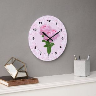 Roze Vintage Wandklok Grote Klok