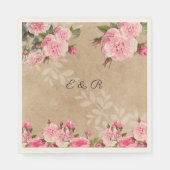 Roze Vintagerozen, Landelijke Papierstructuur, Tro Servetten (Voorkant)