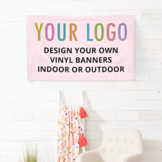 Roze vinyl banner aangepast logo binnen of buiten