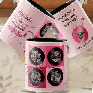 Roze Vinylplaat Persoonlijke Beste Vriend Geschenk Tweekleurige Koffiemok