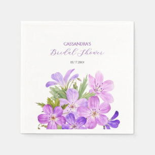 Roze Violet Geranium Bloemachtige Bruidscadeaufees Servet