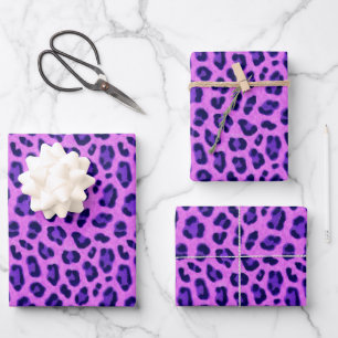 Roze Violet Leopard Animal Print Skin Patroon Inpakpapier Vel