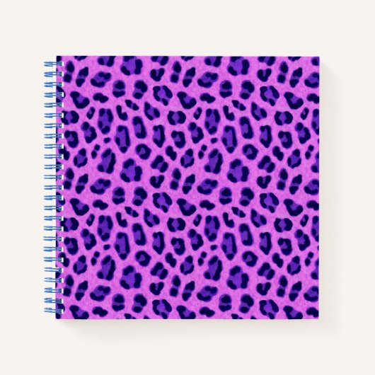 Roze Violet Leopard Animal Print Skin Patroon Notitieboek (Voorkant)