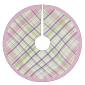 Roze Violet Paarse lime groen geruite patroon Kerstboom Rok (Voorkant)