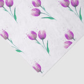 Roze Violet Tulpen Waterverf Patroon Tissuepapier (Detail)
