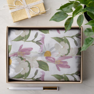 Roze violette tropische madeliefjes en lelie wilde tissuepapier