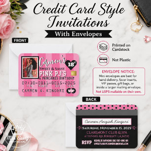 Roze VIP Creditcard Foto Verjaardagsuitnodiging Notitiekaartje