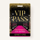 Roze VIP Pass Hollywood Red Carpet Birthday Badge (Achterkant)