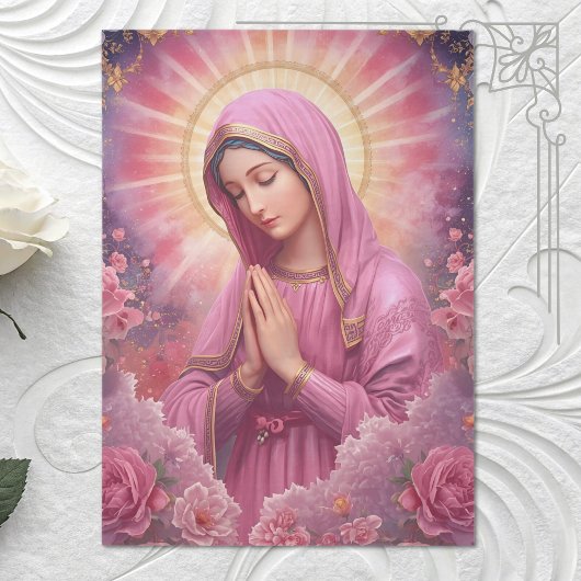 Roze VIrgin Mary Decoupage Tissue Paper Tissuepapier