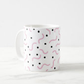 Roze viribben en Black Stippen Memphis Pattern Koffiemok (Voorkant links)