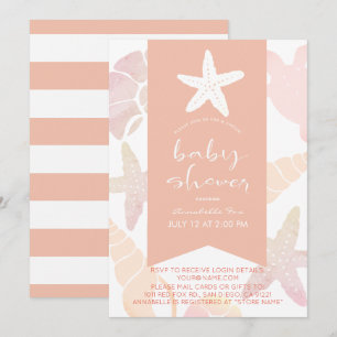 Roze virtueel Baby shower voor Starfish & Seashell Kaart