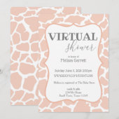 Roze virtuele uitnodiging voor een babymeisje en g (Voorkant / Achterkant)