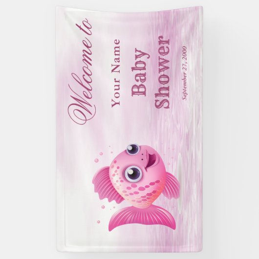 Roze vis Baby shower Welkom Spandoek (Verticaal)