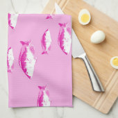 Roze vis theedoek (Quarter Fold)