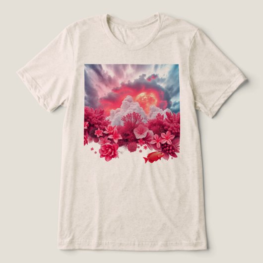 Roze vis Tri-Blend shirt (Design voorkant)