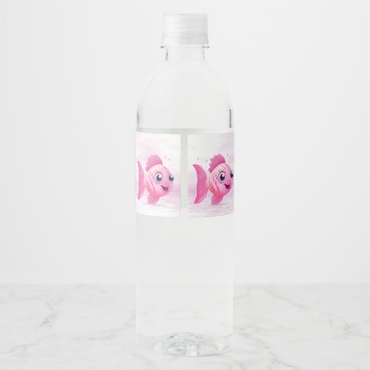 Roze Vis Water Fles Etiket (Achterkant)