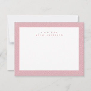 Roze visgraat tweed schattig eenvoudig persoonlijk notitiekaartje