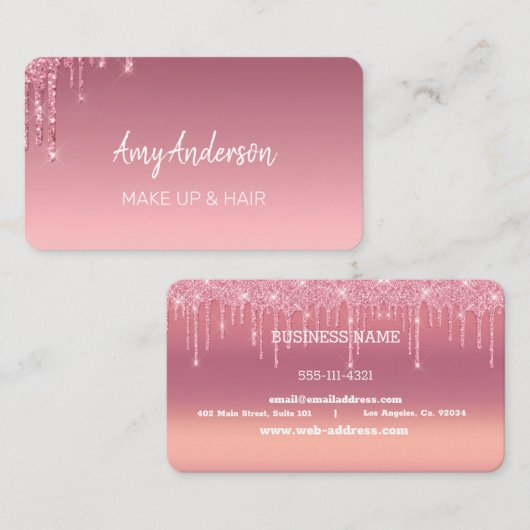 Roze Visitekaartje met druppelaar (Voorkant / Achterkant)