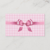 Roze Visitekaartje van Gingham en Bow (Achterkant)