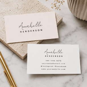 Roze Visitekaartjes   Minimalistische Elegante Blo