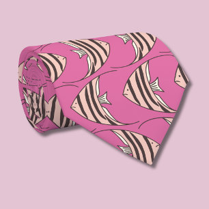 Roze vispatroon stropdas