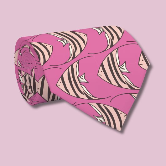 Roze vispatroon stropdas