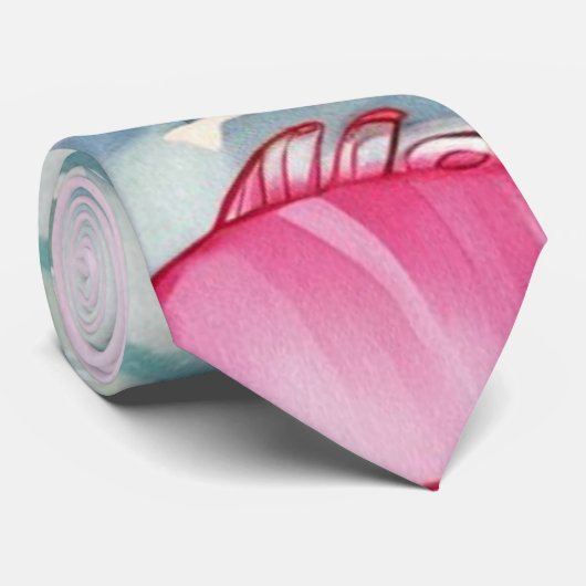 Roze vispatroon stropdas (Opgerold)