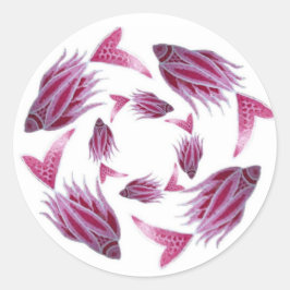 Roze visrondtrekkende sticker