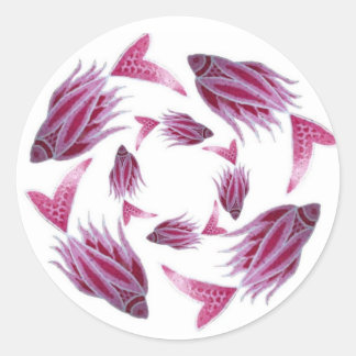 Roze visrondtrekkende sticker