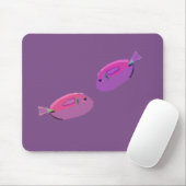 Roze vissen l vis Paars Mousepad Muismat (Met muis)