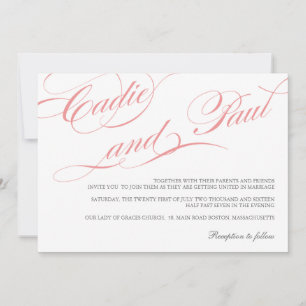 Roze Vlaams Manuscript Wedding Uitnodiging