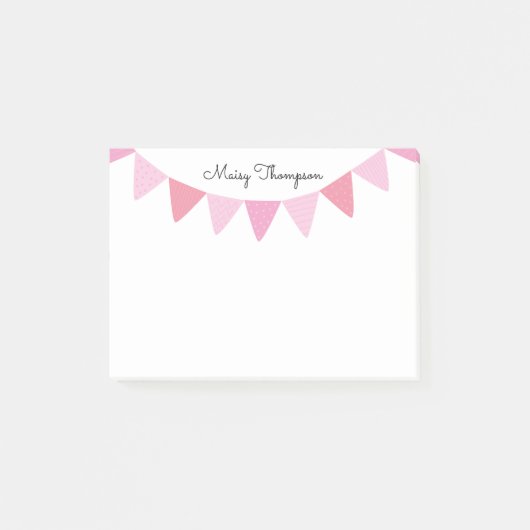 Roze Vlaggenlijn Script Naam Post-it® Notes (Voorkant)