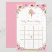 Roze vlakke Baby shower Bingo Game (Voorkant / Achterkant)