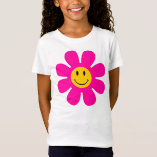 Roze vlakke glimlach t-shirt
