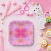 Roze vlam papieren bordje (Feest)