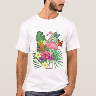 Roze vlamJargon met vlinder voor flamingovers T-shirt