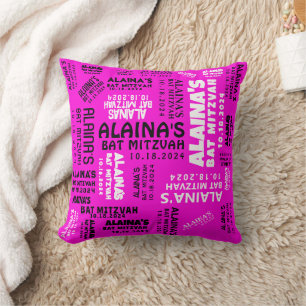 Roze vleermuisbar mitzvah partij decor geheugen aa kussen